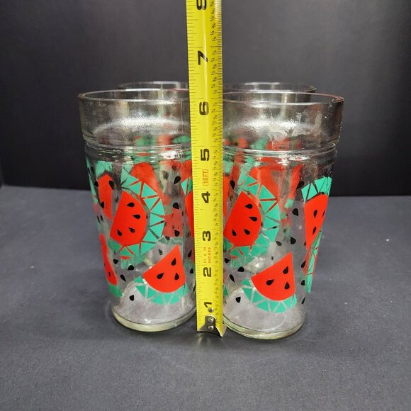 Vintage Anchor Hocking Watermelon Jelly Jar Drinking Glasses 6'' Tall - Set Of 4 - Picture 8 of 8